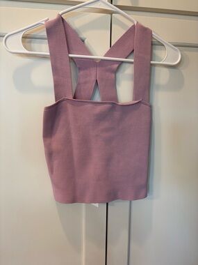 Express Light Purple Cross-Back Knit Crop Top - Brand New